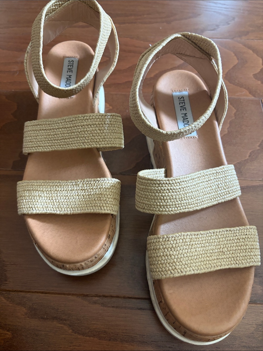 Steve Madden Tan Woven Platform Sandals